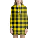 Yellow Black And Blue Tartan Print Hoodie Dress