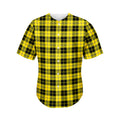 Yellow Black And Blue Tartan Print Men's Baseball Jersey