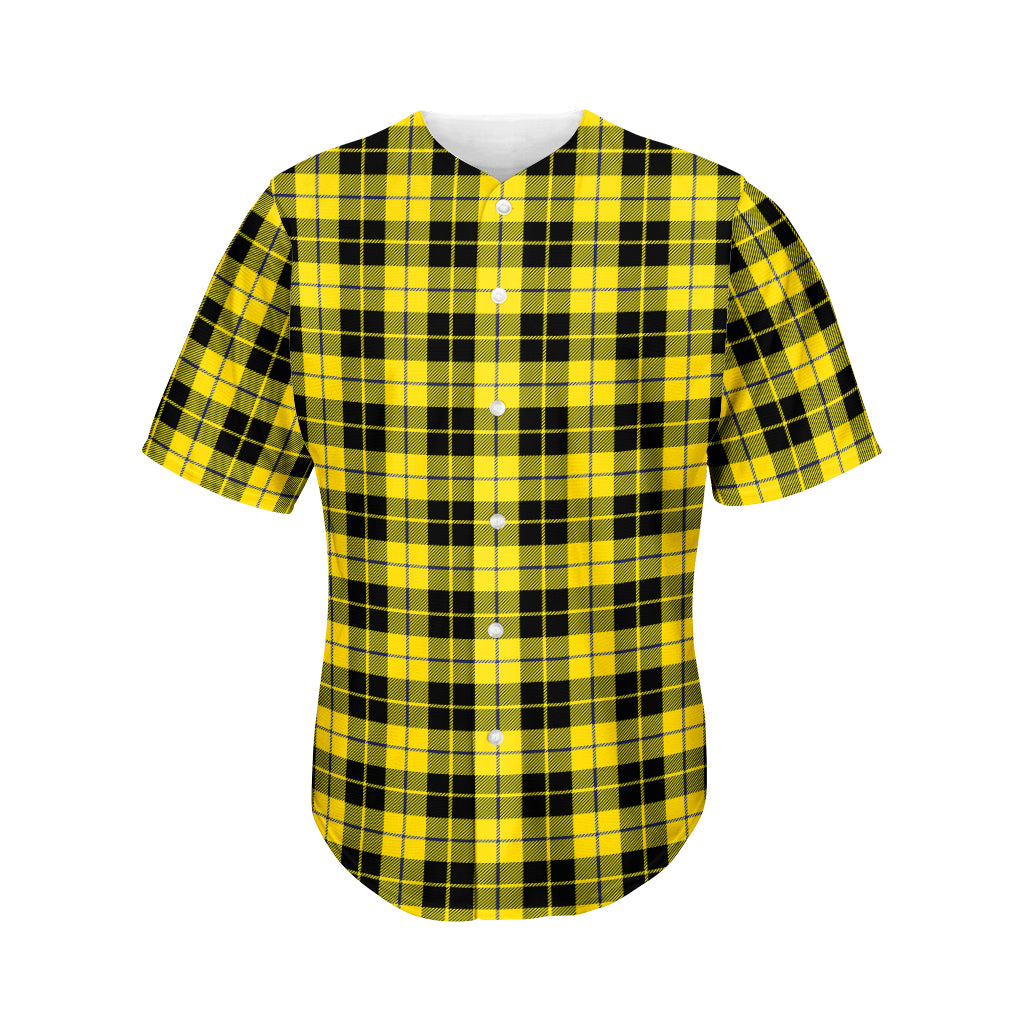Yellow Black And Blue Tartan Print Men's Baseball Jersey