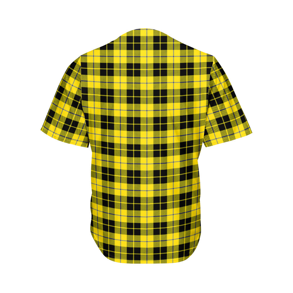 Yellow Black And Blue Tartan Print Men's Baseball Jersey