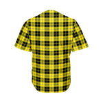 Yellow Black And Blue Tartan Print Men's Baseball Jersey