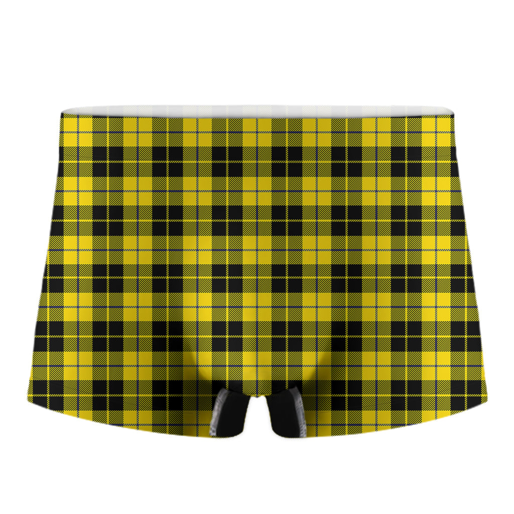 Yellow Black And Blue Tartan Print Men's Boxer Briefs