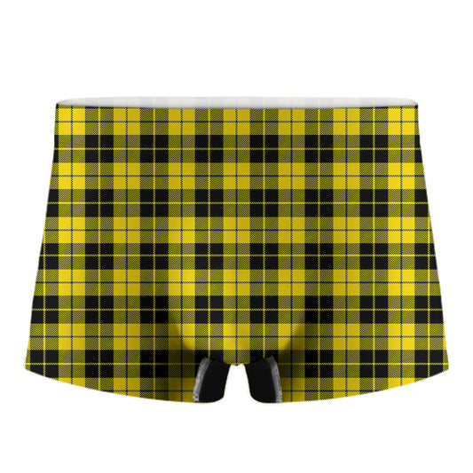Yellow Black And Blue Tartan Print Men's Boxer Briefs