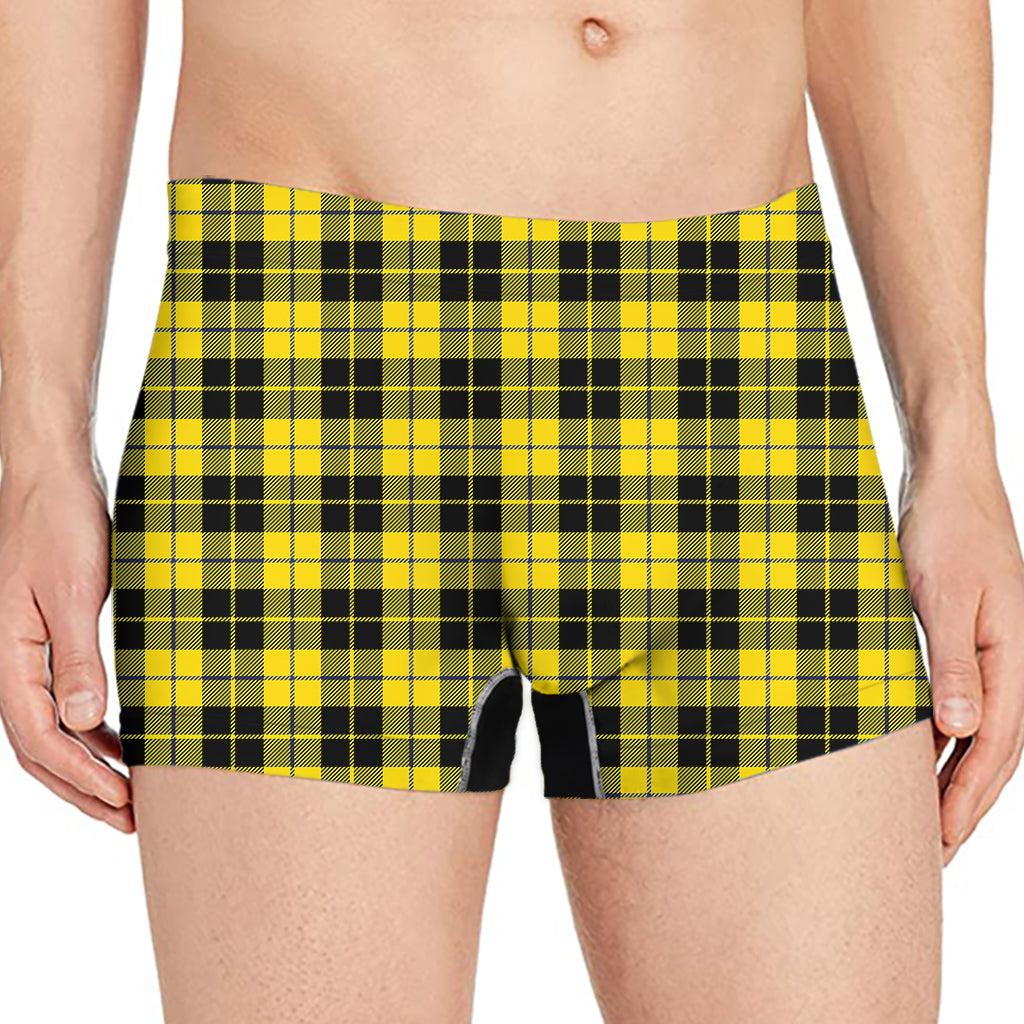 Yellow Black And Blue Tartan Print Men's Boxer Briefs