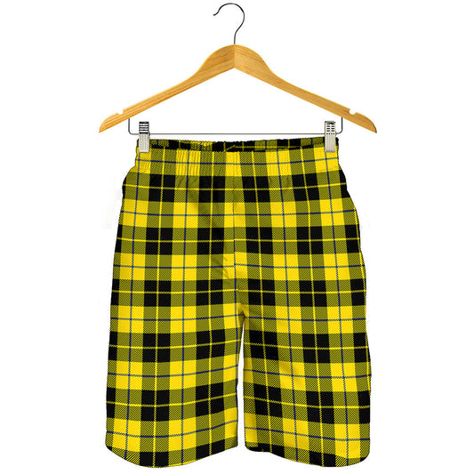 Yellow Black And Blue Tartan Print Men's Shorts