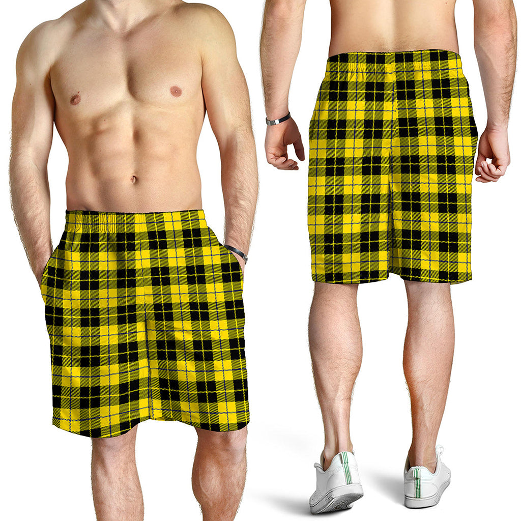 Yellow Black And Blue Tartan Print Men's Shorts