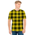Yellow Black And Blue Tartan Print Men's T-Shirt