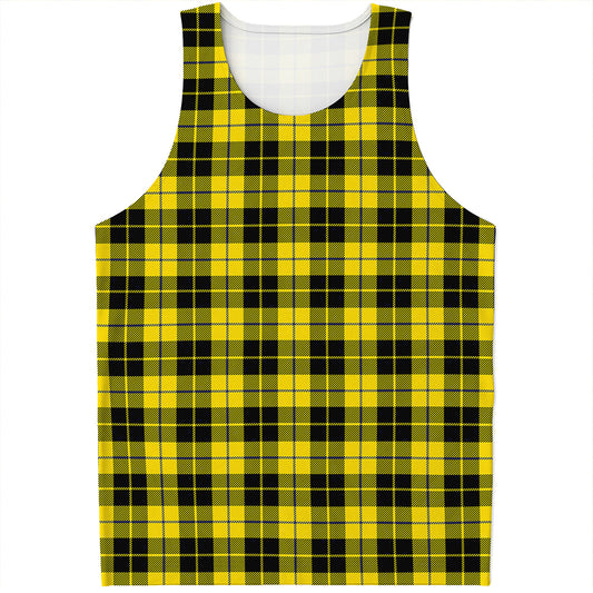 Yellow Black And Blue Tartan Print Men's Tank Top