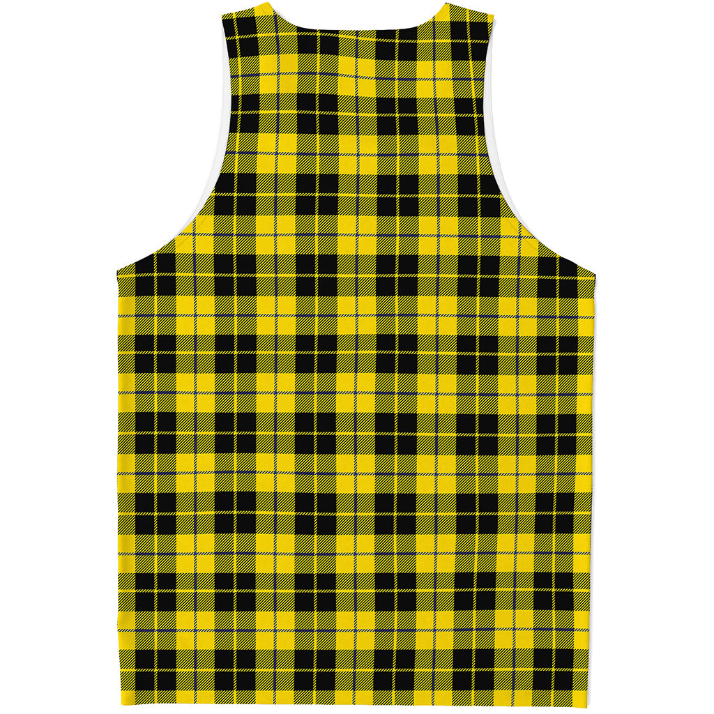 Yellow Black And Blue Tartan Print Men's Tank Top