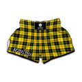 Yellow Black And Blue Tartan Print Muay Thai Boxing Shorts