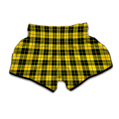 Yellow Black And Blue Tartan Print Muay Thai Boxing Shorts