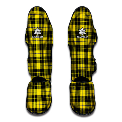 Yellow Black And Blue Tartan Print Muay Thai Shin Guard