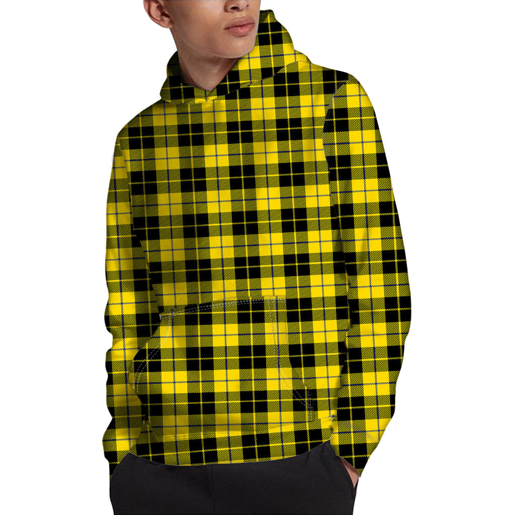 Yellow Black And Blue Tartan Print Pullover Hoodie