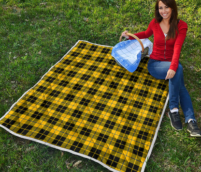 Yellow Black And Blue Tartan Print Quilt