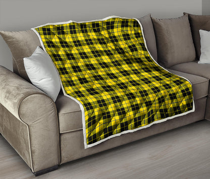 Yellow Black And Blue Tartan Print Quilt
