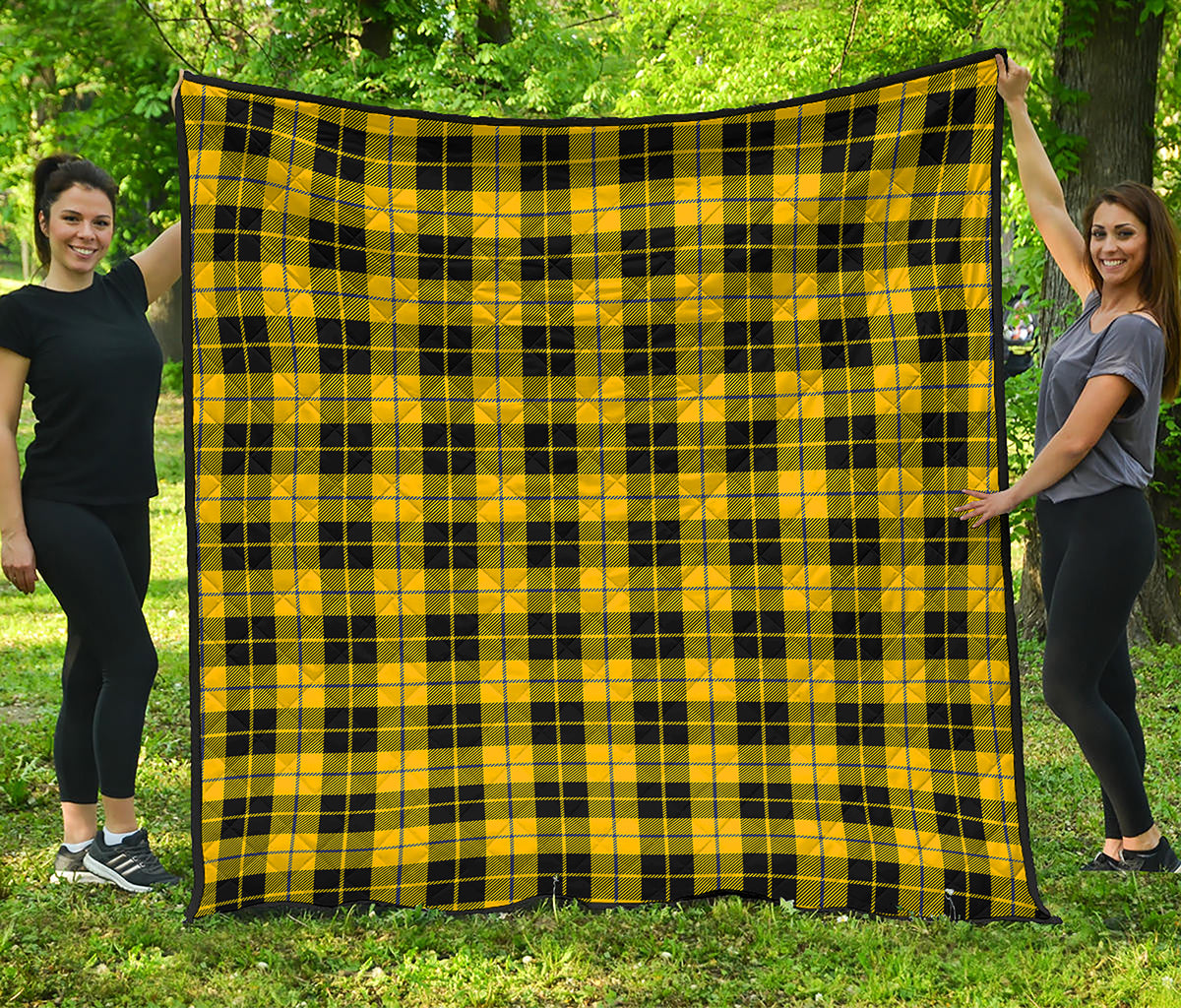 Yellow Black And Blue Tartan Print Quilt