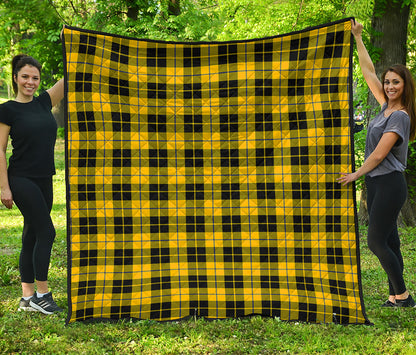 Yellow Black And Blue Tartan Print Quilt