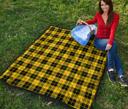 Yellow Black And Blue Tartan Print Quilt