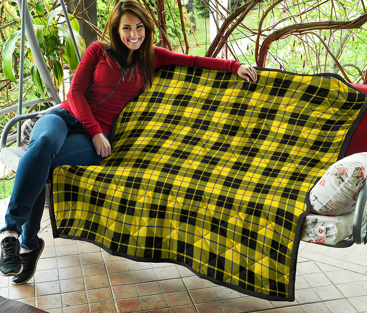 Yellow Black And Blue Tartan Print Quilt