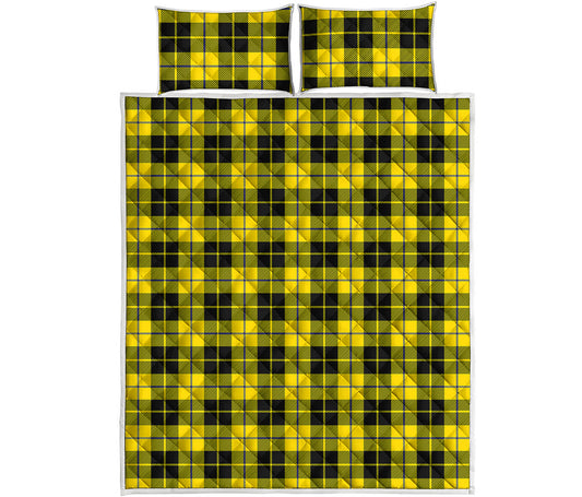 Yellow Black And Blue Tartan Print Quilt Bed Set