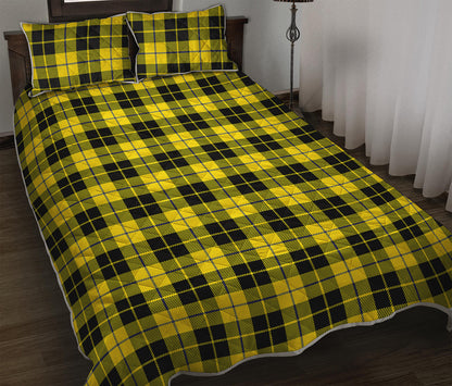 Yellow Black And Blue Tartan Print Quilt Bed Set