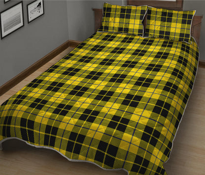 Yellow Black And Blue Tartan Print Quilt Bed Set