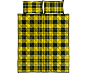 Yellow Black And Blue Tartan Print Quilt Bed Set