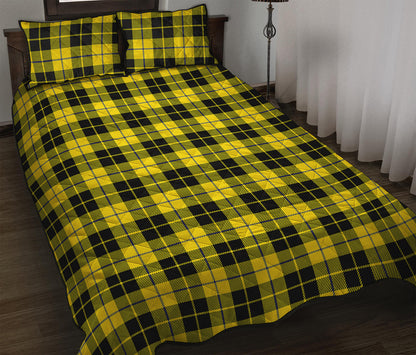 Yellow Black And Blue Tartan Print Quilt Bed Set