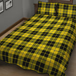 Yellow Black And Blue Tartan Print Quilt Bed Set