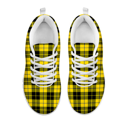 Yellow Black And Blue Tartan Print White Sneakers