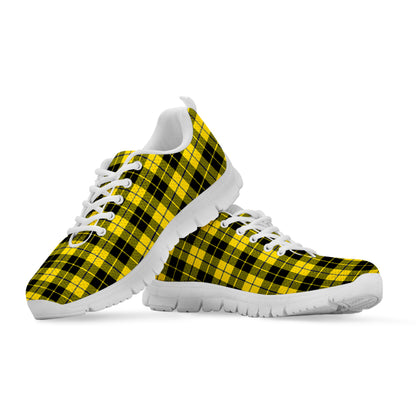 Yellow Black And Blue Tartan Print White Sneakers
