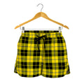 Yellow Black And Blue Tartan Print Women's Shorts