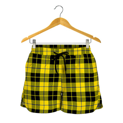 Yellow Black And Blue Tartan Print Women's Shorts