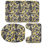 Yellow Black And Grey Digital Camo Print 3 Piece Bath Mat Set