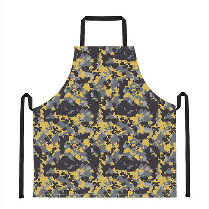 Yellow Black And Grey Digital Camo Print Apron