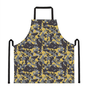 Yellow Black And Grey Digital Camo Print Apron