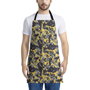 Yellow Black And Grey Digital Camo Print Apron