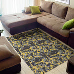 Yellow Black And Grey Digital Camo Print Area Rug