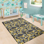 Yellow Black And Grey Digital Camo Print Area Rug