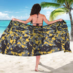 Yellow Black And Grey Digital Camo Print Beach Sarong Wrap