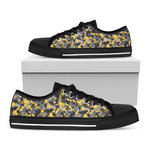Yellow Black And Grey Digital Camo Print Black Low Top Shoes