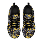 Yellow Black And Grey Digital Camo Print Black Sneakers