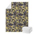 Yellow Black And Grey Digital Camo Print Blanket