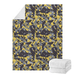 Yellow Black And Grey Digital Camo Print Blanket