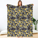 Yellow Black And Grey Digital Camo Print Blanket