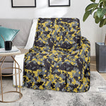 Yellow Black And Grey Digital Camo Print Blanket