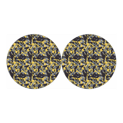 Yellow Black And Grey Digital Camo Print Car Coasters