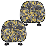 Yellow Black And Grey Digital Camo Print Car Headrest Covers