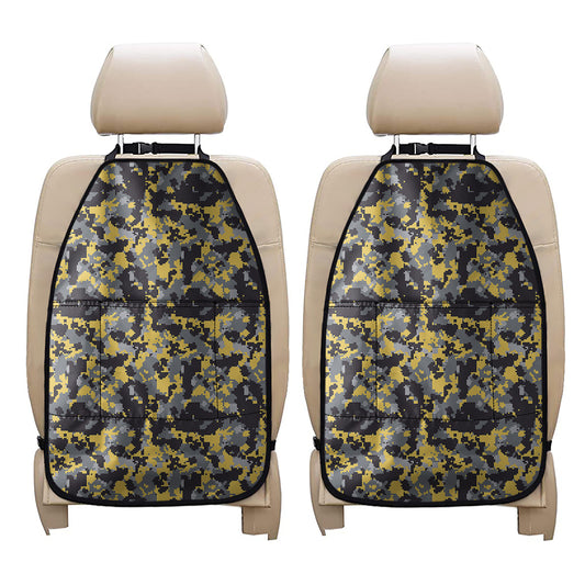 Yellow Black And Grey Digital Camo Print Car Seat Organizers