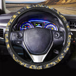 Yellow Black And Grey Digital Camo Print Car Steering Wheel Cover